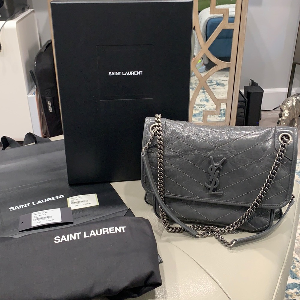 Saint Laurent Storm Medium Crinkled Calf Niki Bag